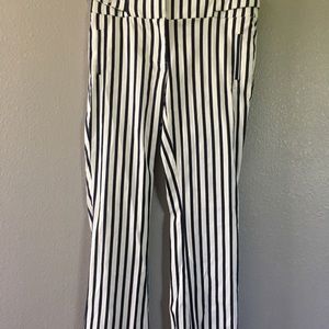 navy blue and white stripped pants